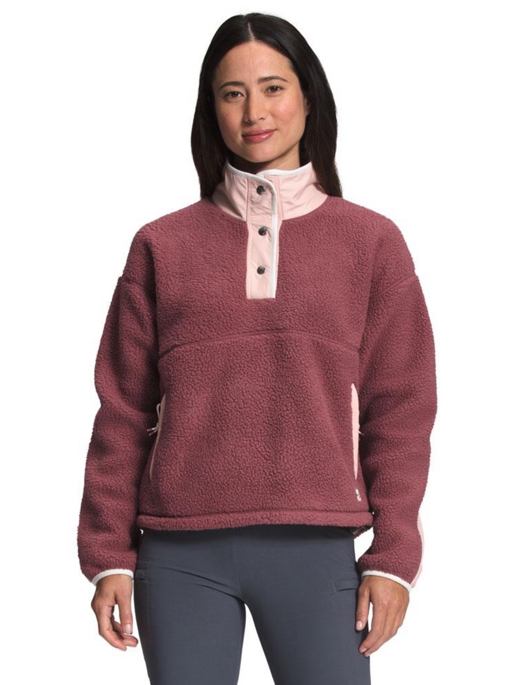 North Face Cragmont 1/4 Snap Fleece Pullover in Wild Ginger / Evening Sand Pink